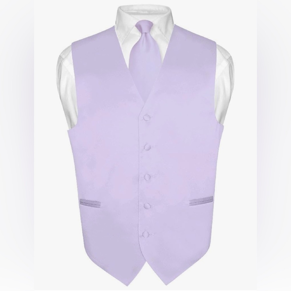 Vesuvio Napoli Vest & Neck Tie Set for Suit Tuxedo Prom Lavender Color Mens M